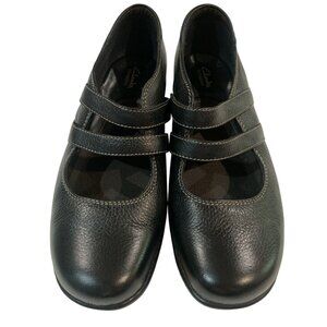 Clarks Women’s Flat Mary Jane Shoe Size 9.5 M Black Leather Flat Comfort Shoes